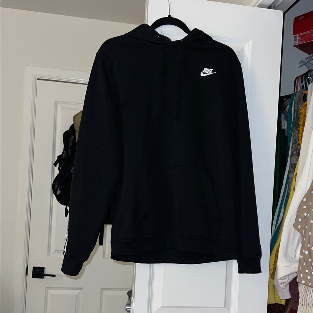 Nike Men's Black Hoodie with White Logo